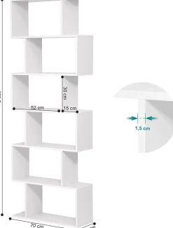 Sybren Bücherregal 6 Fächer - weiß