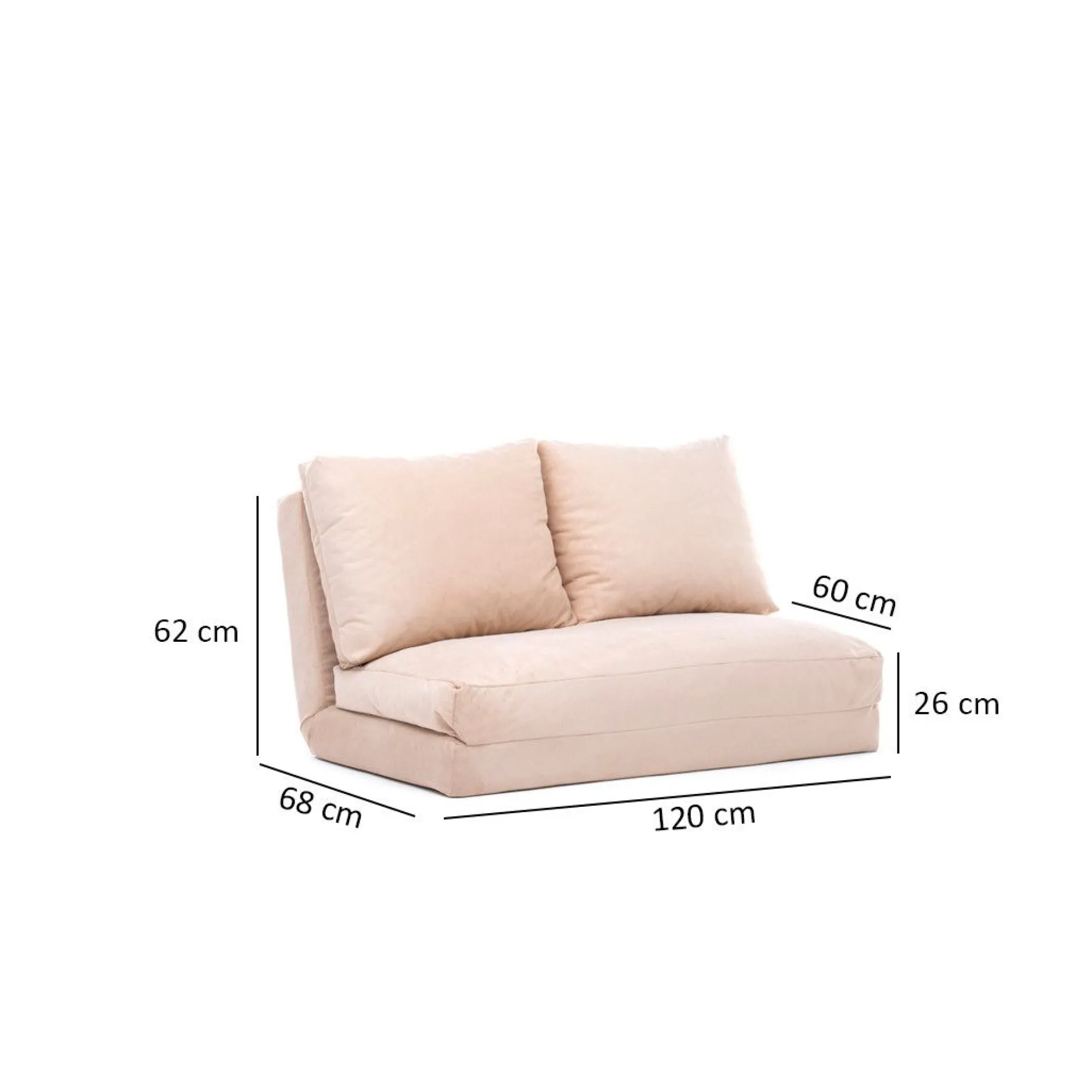 Taida 2-Sitzer-Schlafsofa | Metallrahmen | Creme