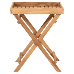 Teakholz Tablett Tisch - Naturholz Finish, 29x39x49,5 cm