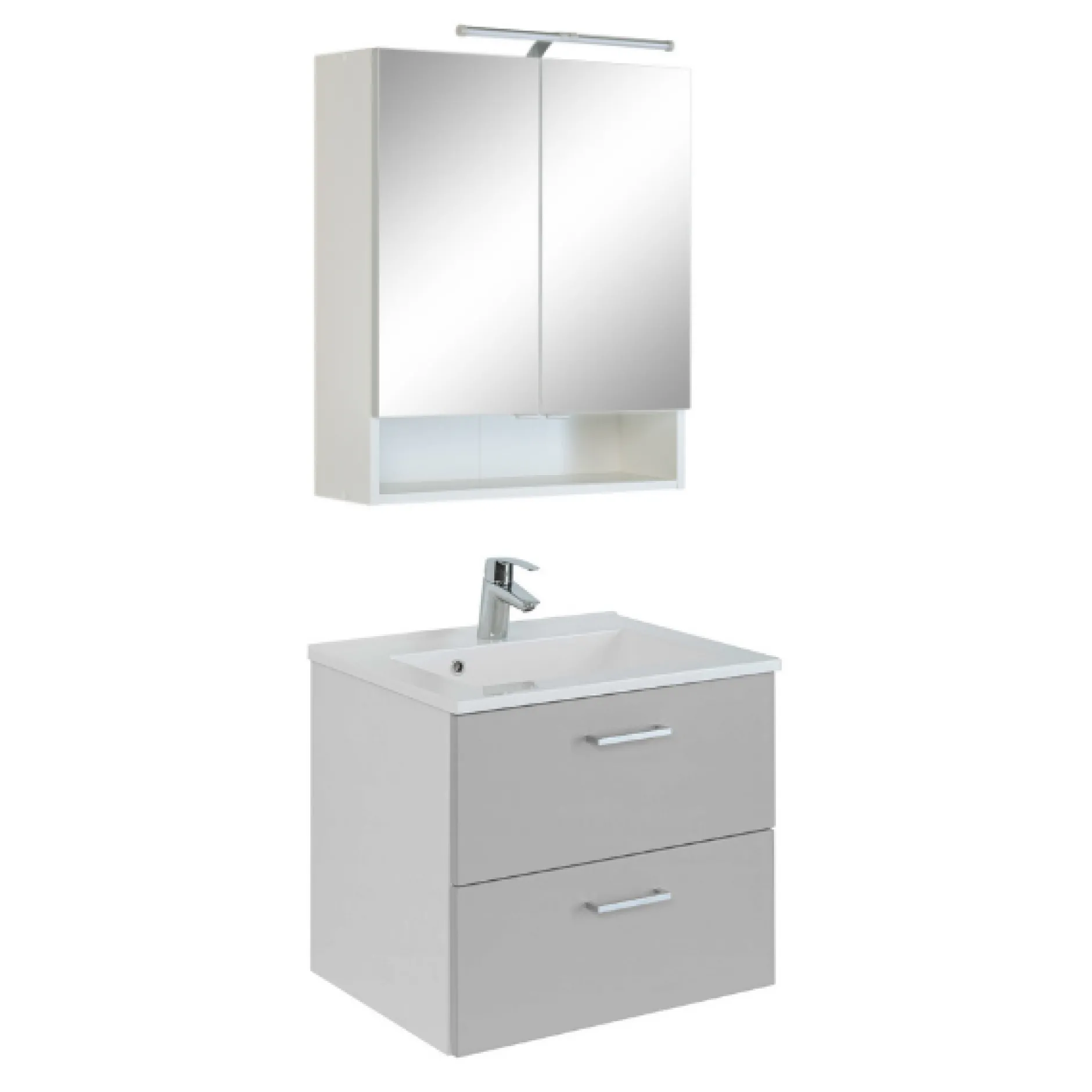 2-teiliger Badschrank Ricca 4 - weiß/hellgrau