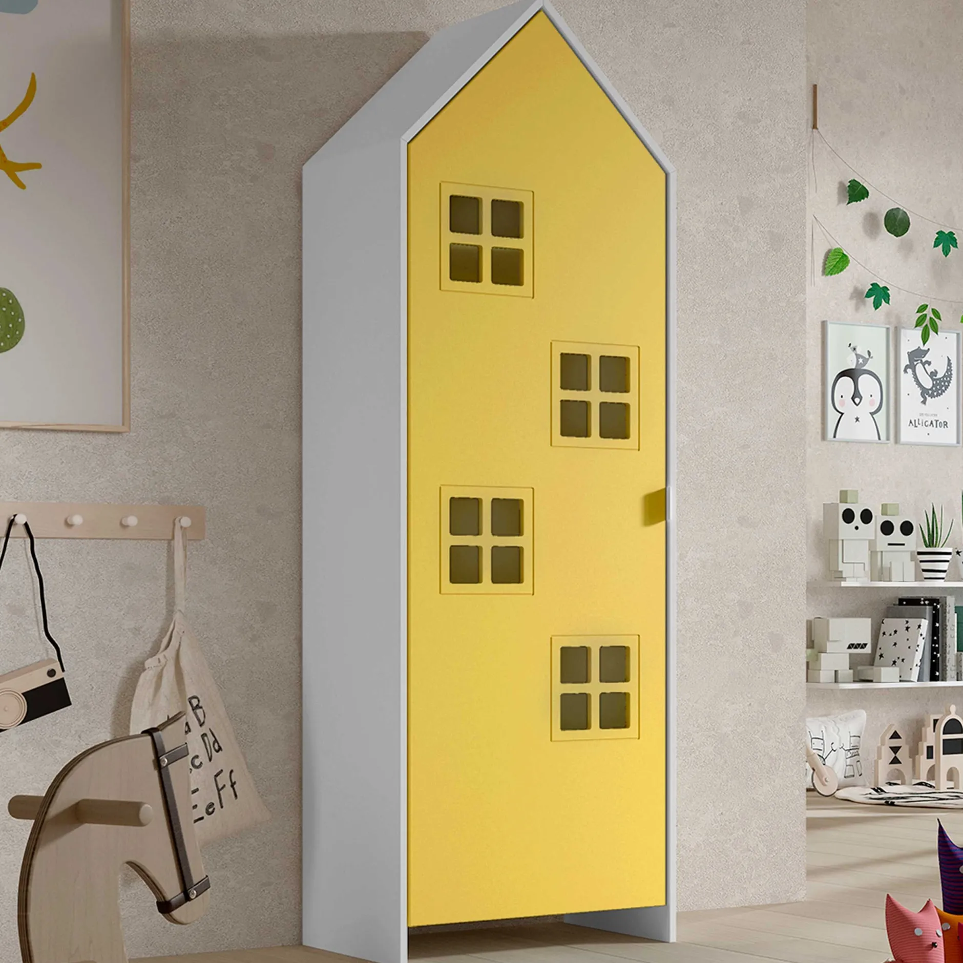 2-teiliger Kleiderschrank Casami Brügge - 115x37x172 cm - Blau/Gelb