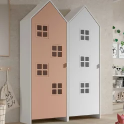 2-teiliger Kleiderschrank Casami Brügge - 115x37x172 cm - Rosa/Weiß