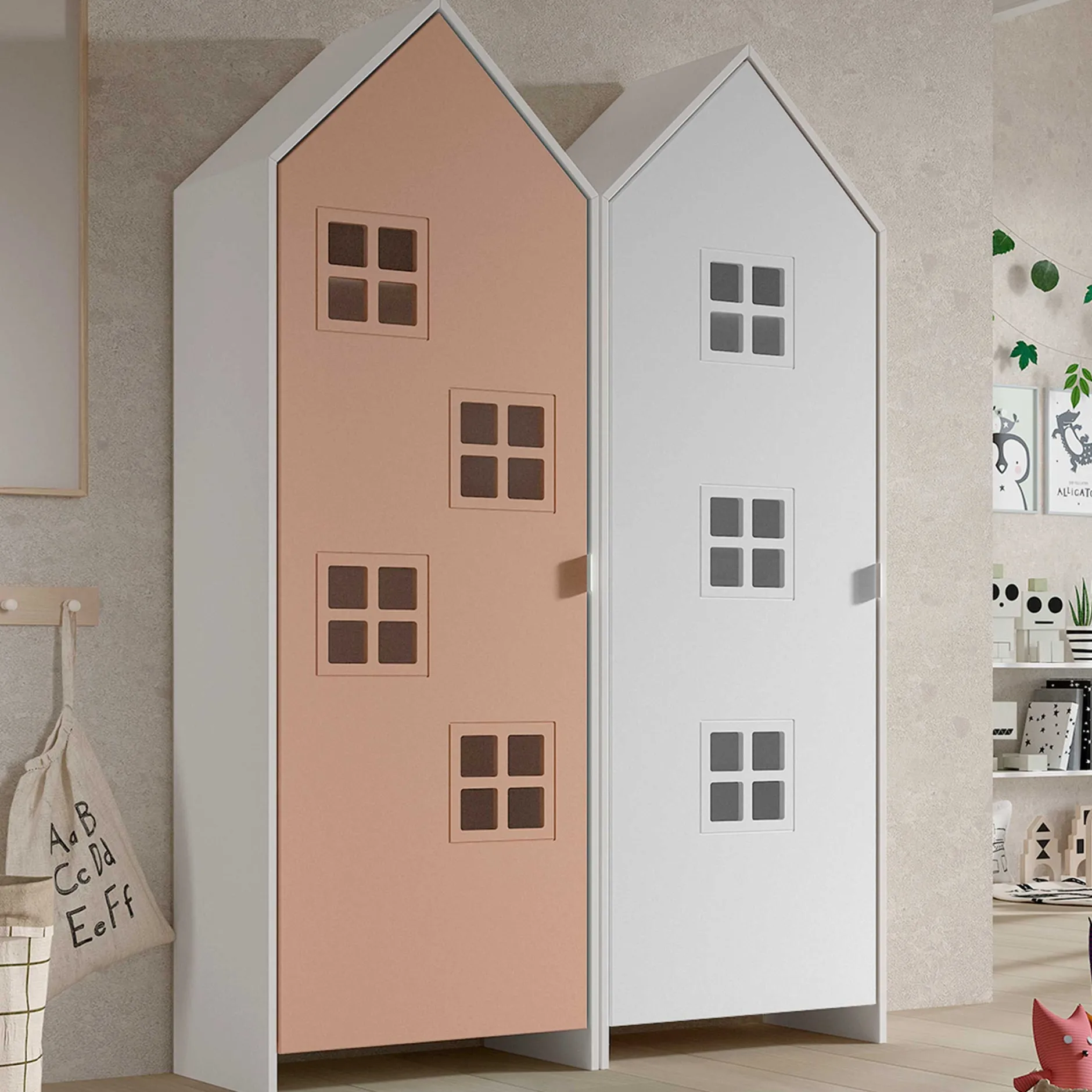 2-teiliger Kleiderschrank Casami Brügge - 115x37x172 cm - Rosa/Weiß
