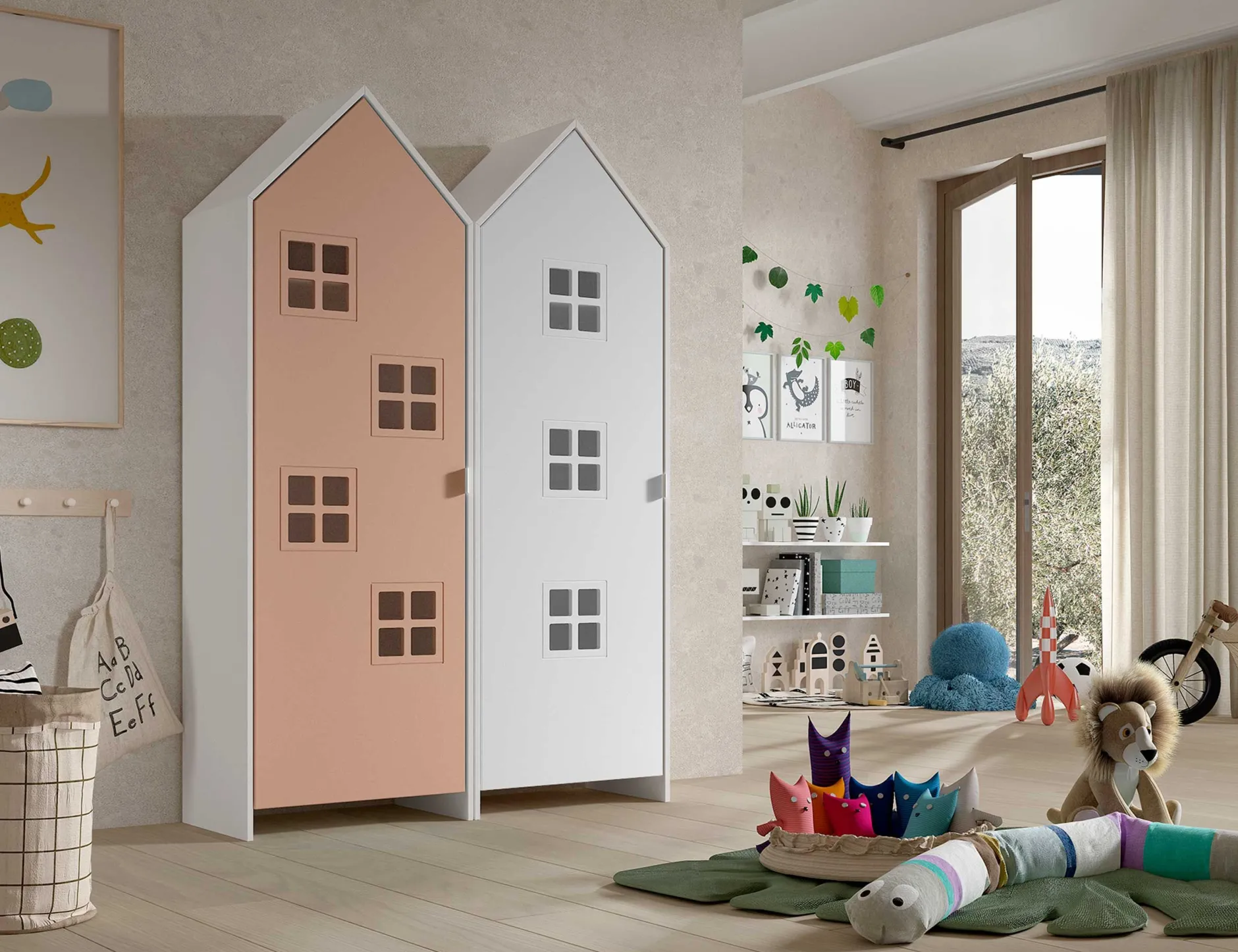 2-teiliger Kleiderschrank Casami Brügge - 115x37x172 cm - Rosa/Weiß