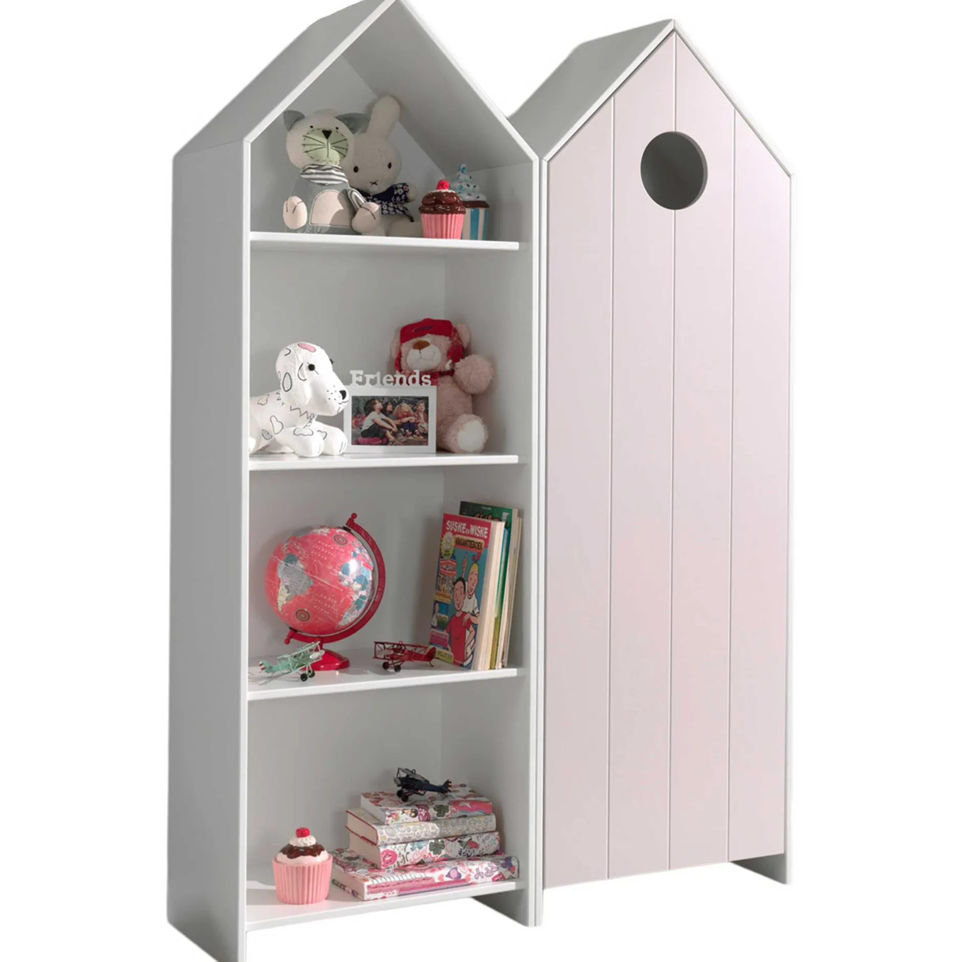 2-teiliger Kleiderschrank Casami - 115x37x172 cm - Weiß/Rosa