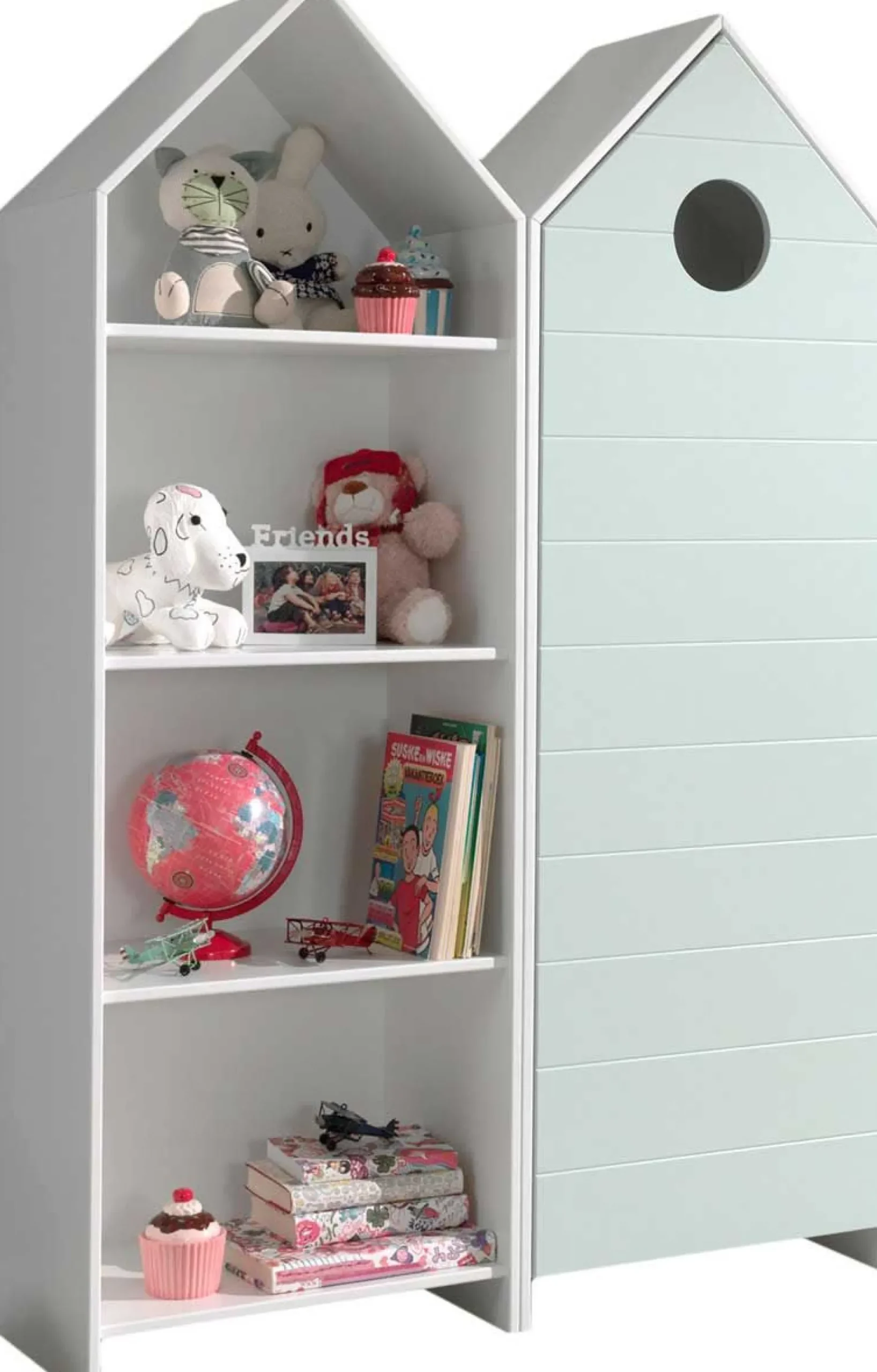 2-teiliger Kleiderschrank Casami - 115x37x172 cm - Weiß/Mintgrün