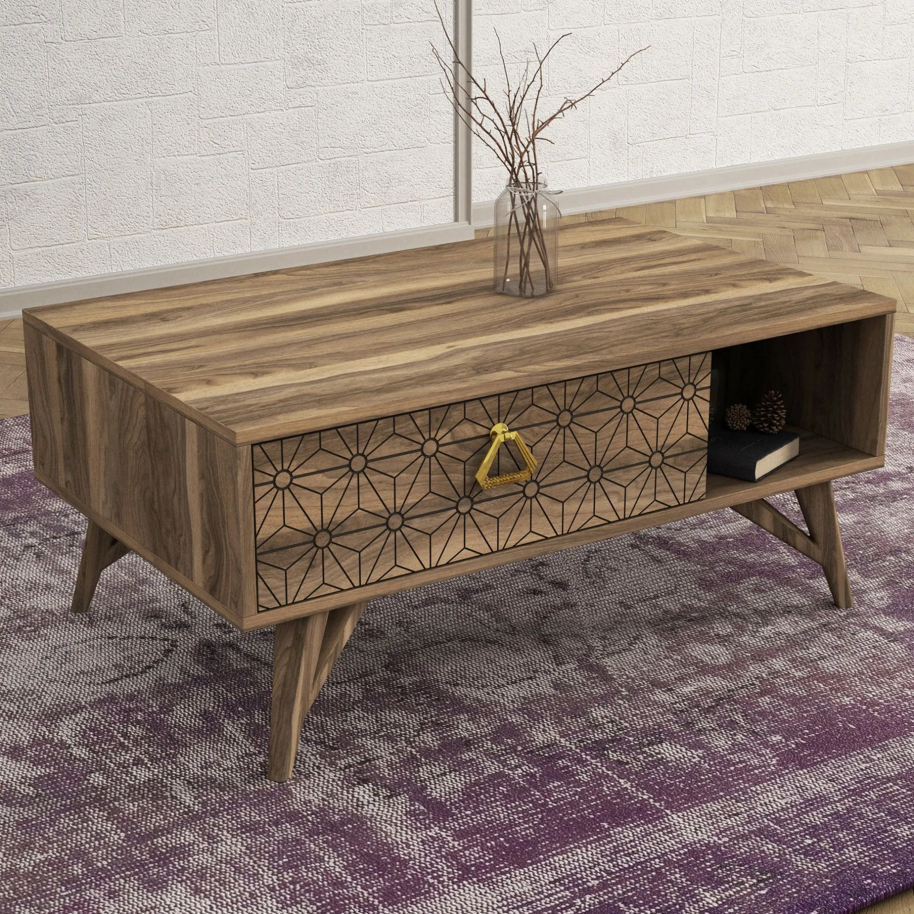 Tera Home Couchtisch | Melaminbeschichtet | Walnuss | 18mm Dicke
