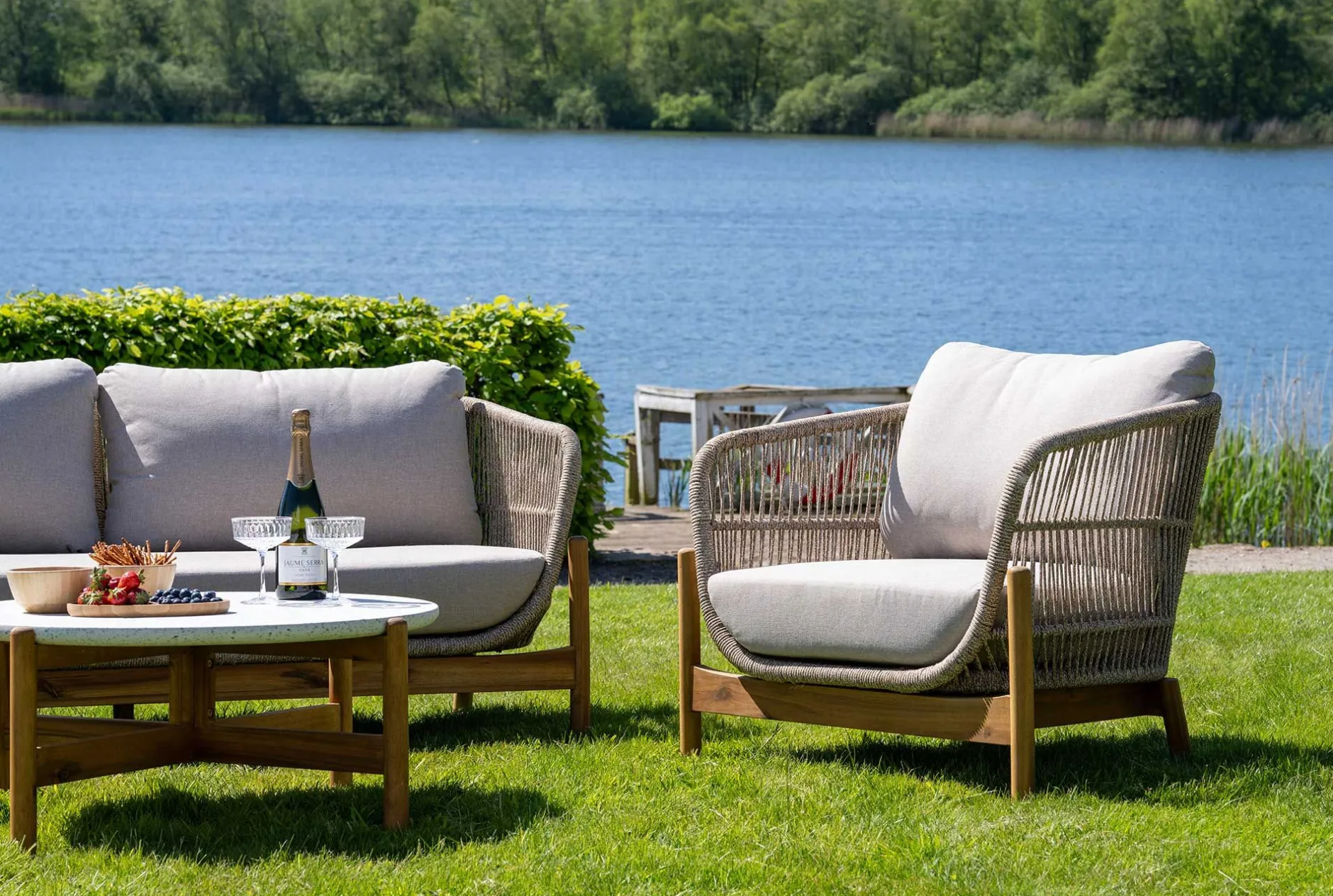 Terracina Lounge-Set - mit Kissen - Akazienholz/Beige