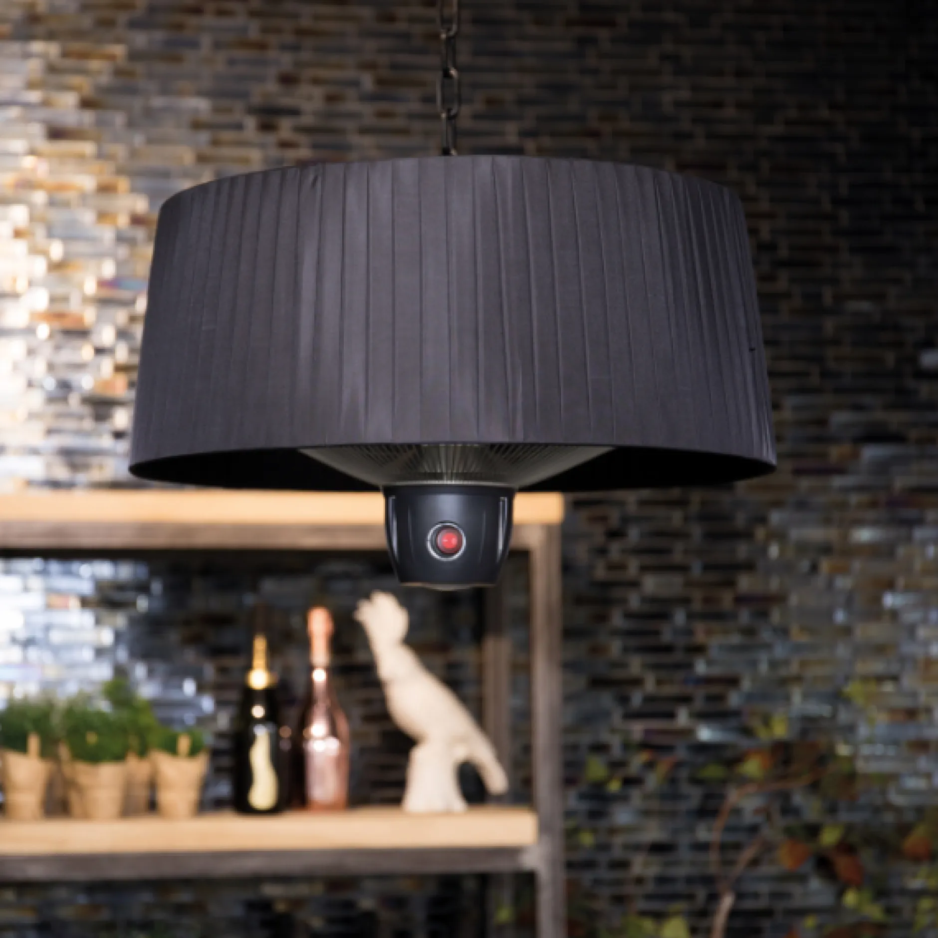 Terrassenheizung mit Beleuchtung Alix 50cm hängend - schwarz