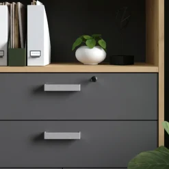 The OfficeBüro-Set : Schreibtisch 120cm, Aktenschrank, Bücherregal - Eiche Dekor