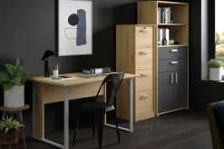 The OfficeBüro-Set : Schreibtisch 150cm, Aktenschrank, Bücherregal - Eiche Dekor