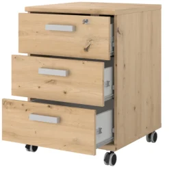 The OfficeBüro-Set : Schreibtisch 180cm, Schubladenschrank, Bücherregale, Aktenschränke - Eiche Dekor