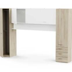 TidelleBrückenschrank - Mattweiß/Eiche Dekor