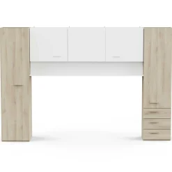 TidelleBrückenschrank - Mattweiß/Eiche Dekor