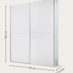 Tiempo Kleiderschrank 170x59x195cm mit zwei Türen - weiß