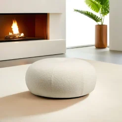 Tina Pouf | Polyestergewebe | Bouclet Weiß