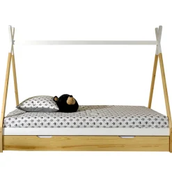 Tipi-Bett 90 x 200cm mit Bettkasten - Kieferholz