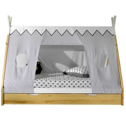 Tipi-Bett 90 x 200cm mit Schlafzelt und Bettkasten - Kieferholz