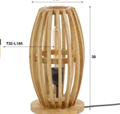 Tischlampe Vivian - 20x20x38 cm - Mangoholz/Beige