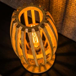 Tischlampe Vivian - 20x20x38 cm - Mangoholz/Beige