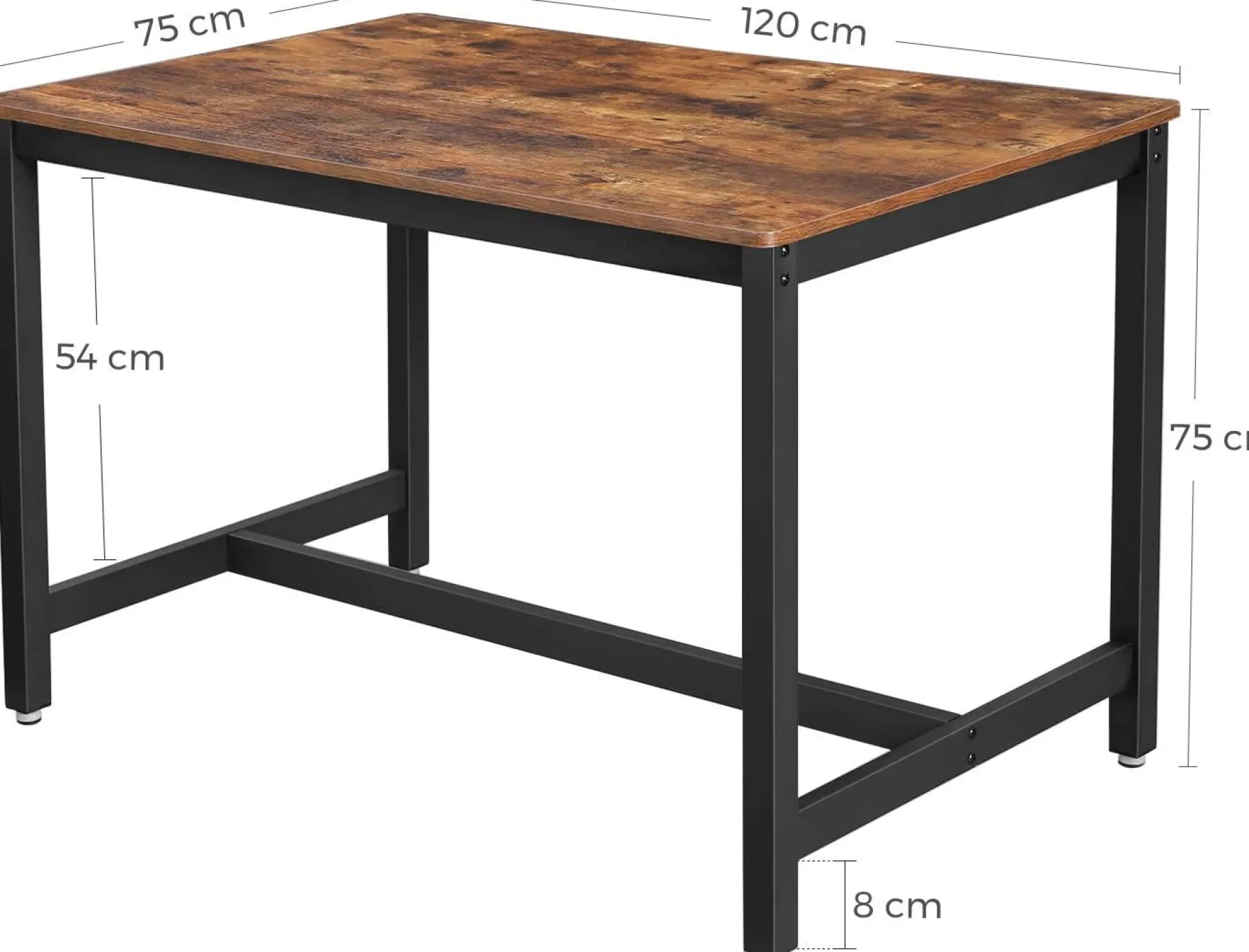 Tisch Miles 120x75 industrial - braun/schwarz