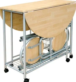 Tischset Beatrice, auf Rädern, 2 Stühle - Holz/metallic