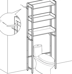 Toilettenschrank Atlanta | 63 x 25 x 165 cm | Braun-schwarz