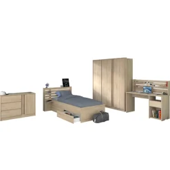 TokioKinderzimmer : Bett 90x200 mit Schubladen, Kleiderschrank, Kommode, Schreibtisch