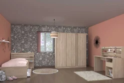 TokioKinderzimmer : Bett 90x200 mit Schubladen, Kleiderschrank, Schreibtisch