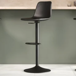 Tommy Verstellbarer Barhocker - 58-80cm Sitzhöhe - schwarzes Kunstleder