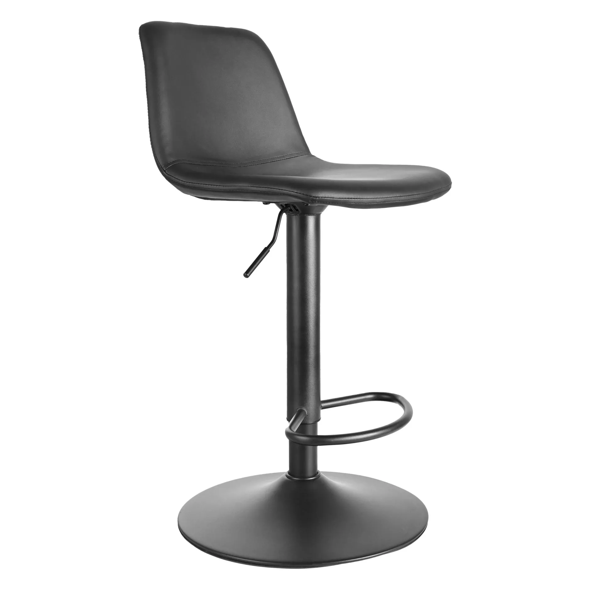Tommy Verstellbarer Barhocker - 58-80cm Sitzhöhe - schwarzes Kunstleder