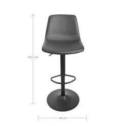 Tommy Verstellbarer Barhocker - 58-80cm Sitzhöhe - schwarzes Kunstleder