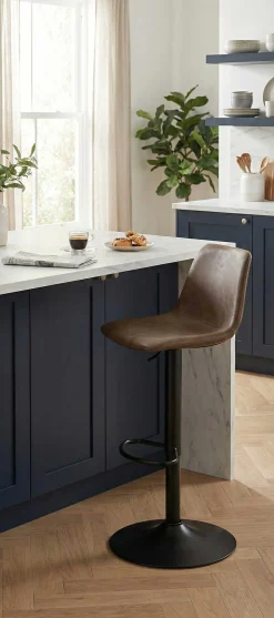 Tommy Verstellbarer Barhocker - 58-80cm Sitzhöhe - Kunstleder braun