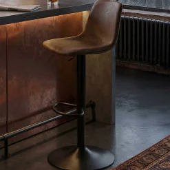 Tommy Verstellbarer Barhocker - 58-80cm Sitzhöhe - Kunstleder braun