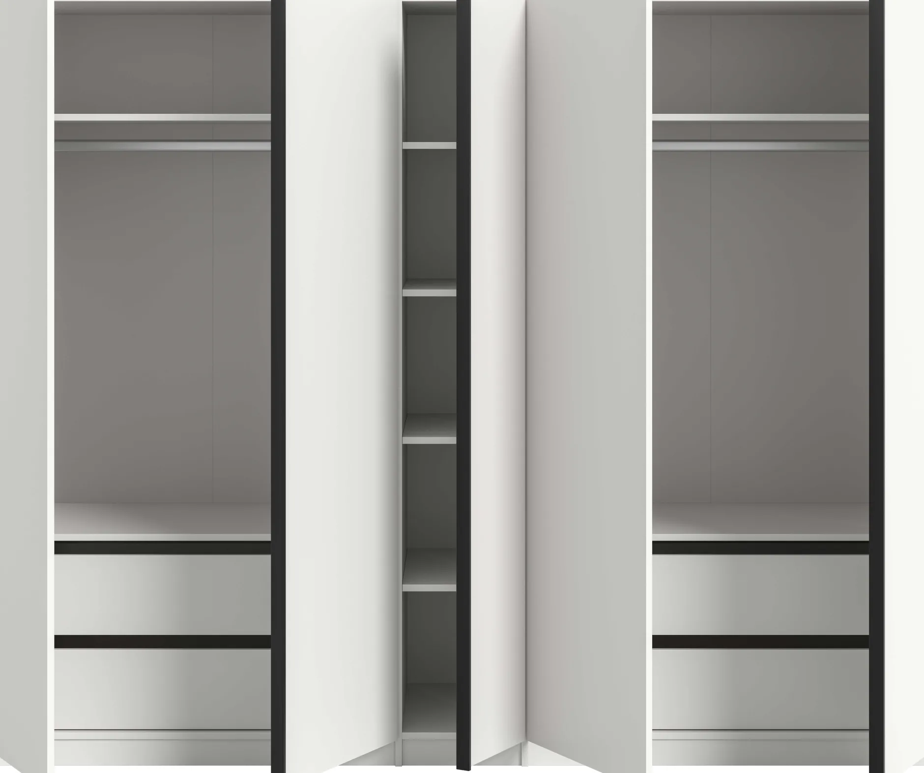 5-Türiger Kleiderschrank Oakland Xonox - Weiß - 230x183x53 cm