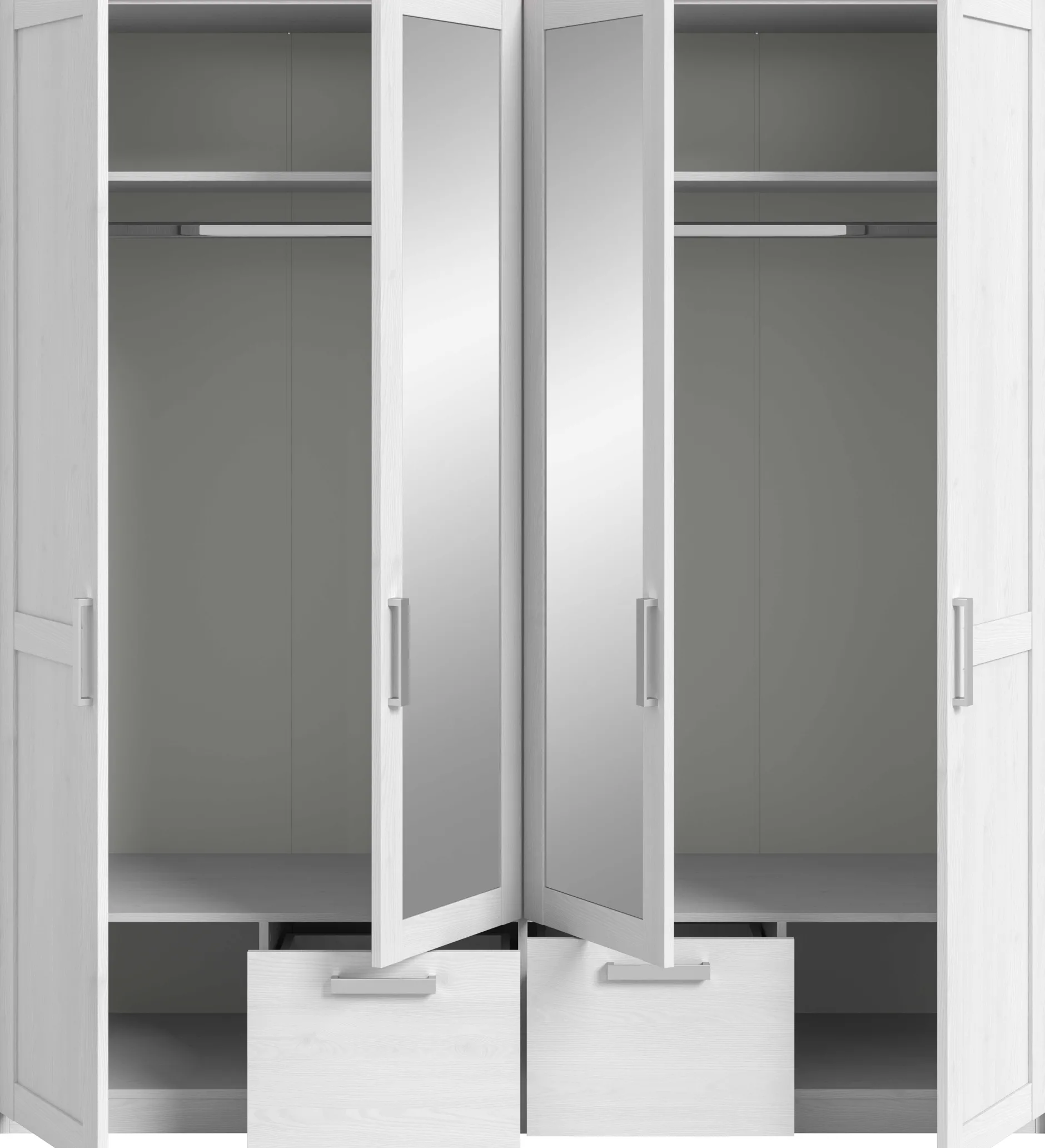 4-türiger Kleiderschrank Verona Xonox - sibiu-lärchenfarbene Oberfläche - 188x200x61 cm - Weiß