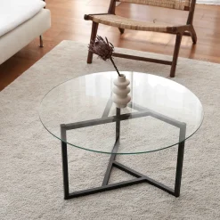 Trio G Couchtisch | METALLRAHMEN | Transparent, Schwarz