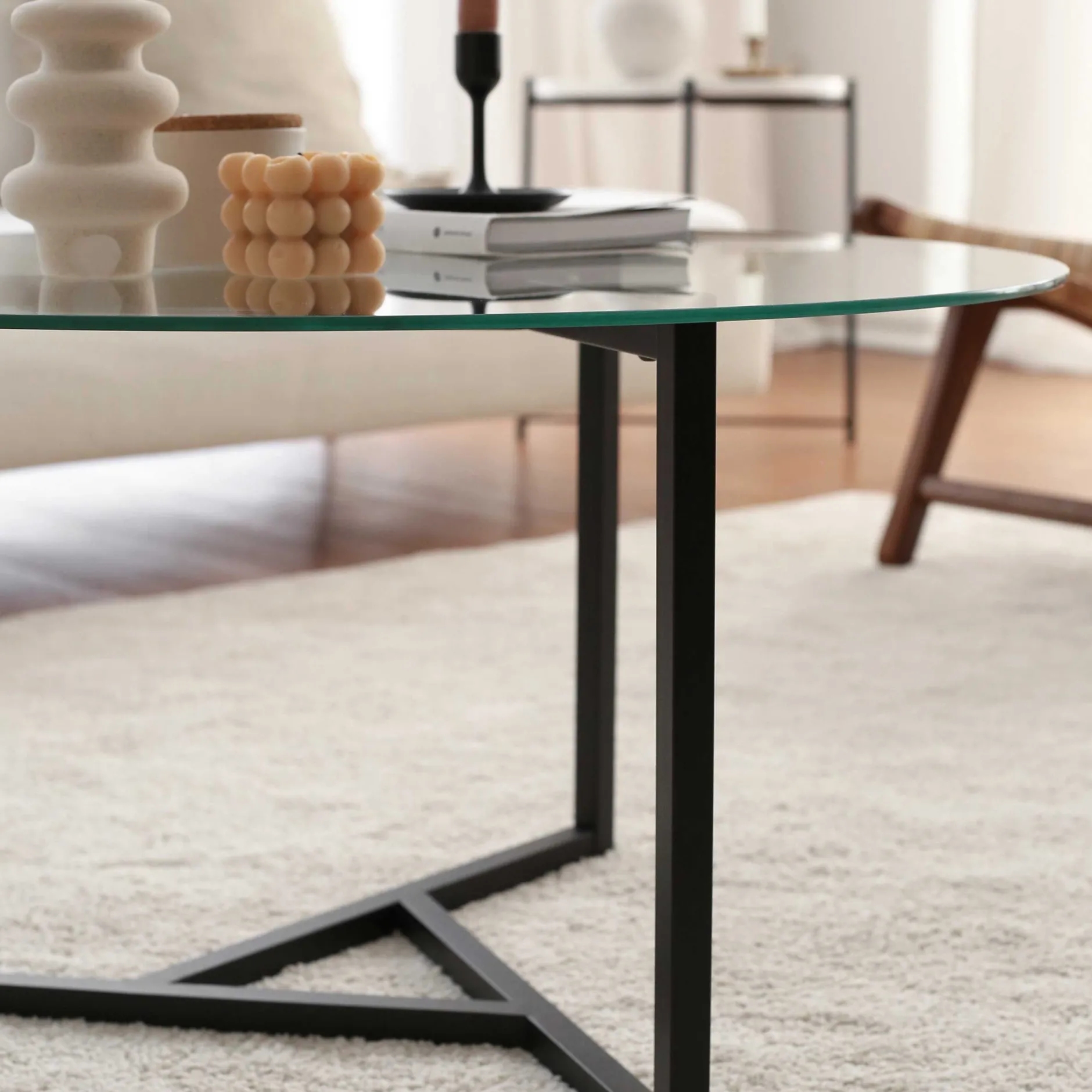 Trio G Couchtisch | METALLRAHMEN | Transparent, Schwarz