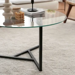 Trio G Couchtisch | METALLRAHMEN | Transparent, Schwarz