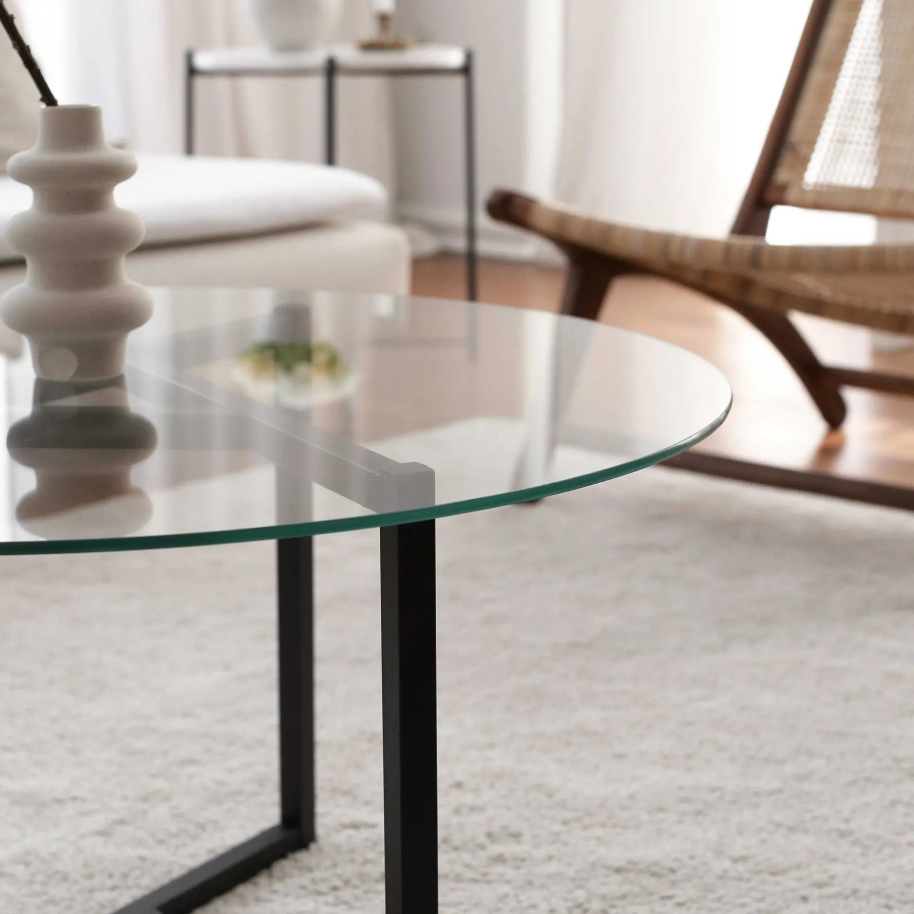Trio G Couchtisch | METALLRAHMEN | Transparent, Schwarz