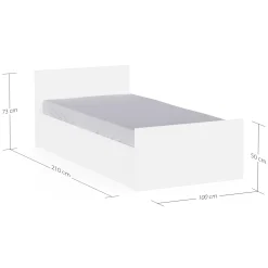 Truhenbett Clyde - 90x200cm - mit Lattenrost - weiß