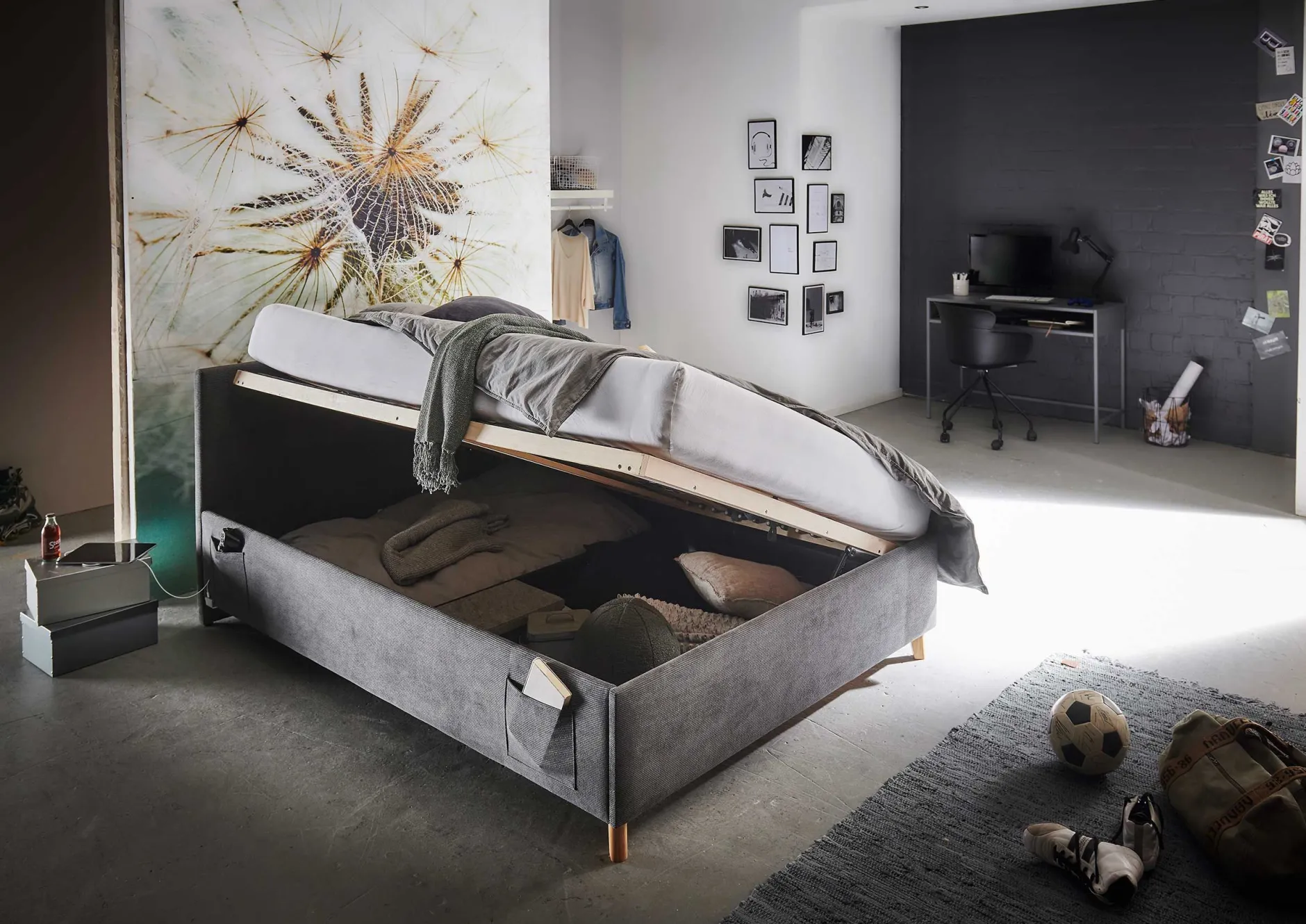 Truhenbett Cool | 90 x 200 cm | Anthrazit Design