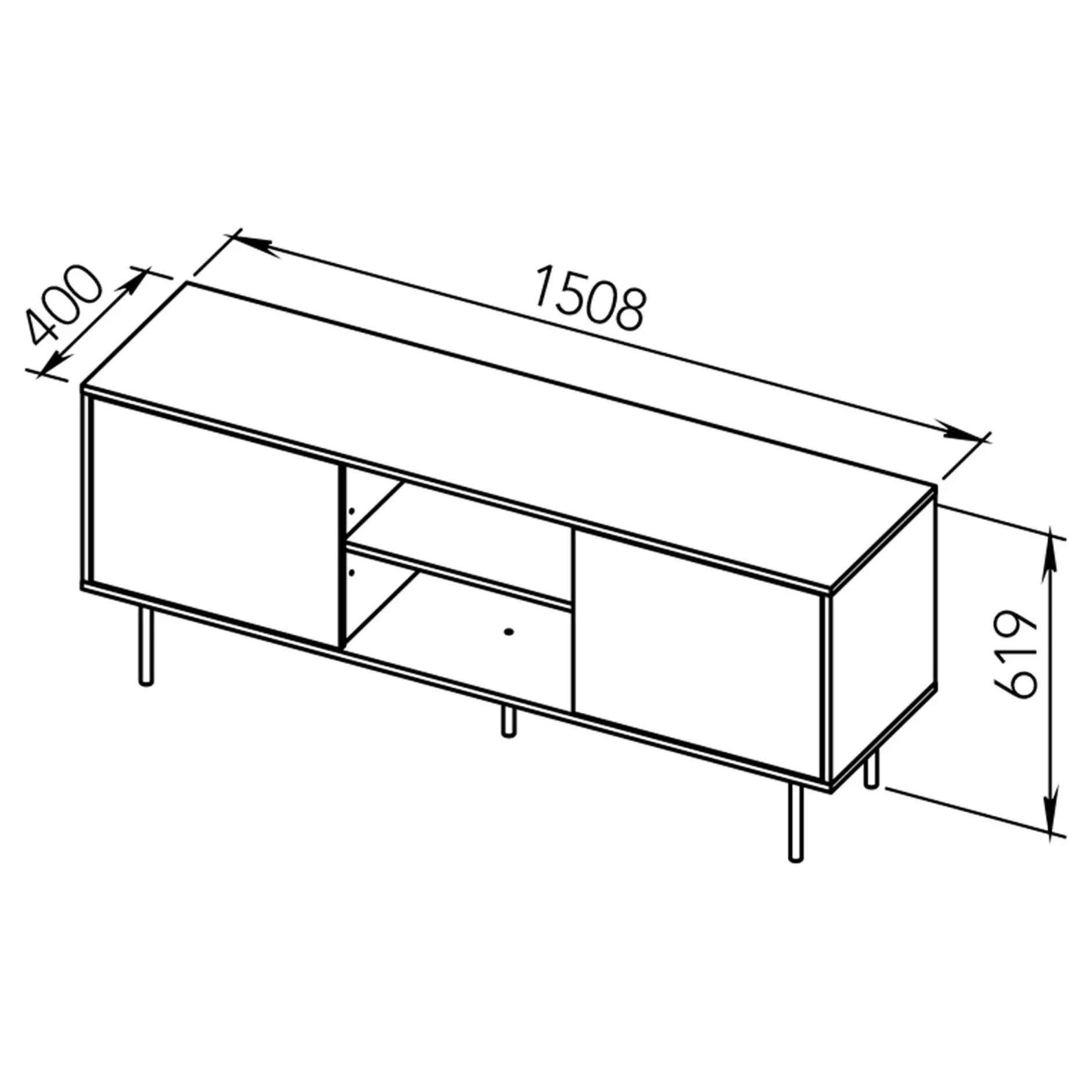 TV-Möbel Vibe 150cm - Eiche/schwarz