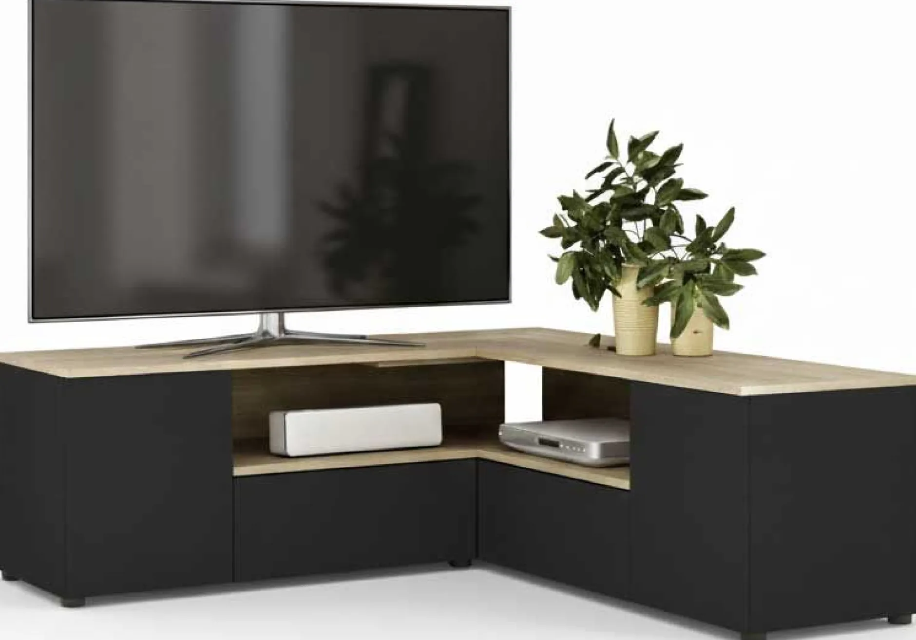 TV-Schrank Cleo 130cm - schwarz/quecksilber
