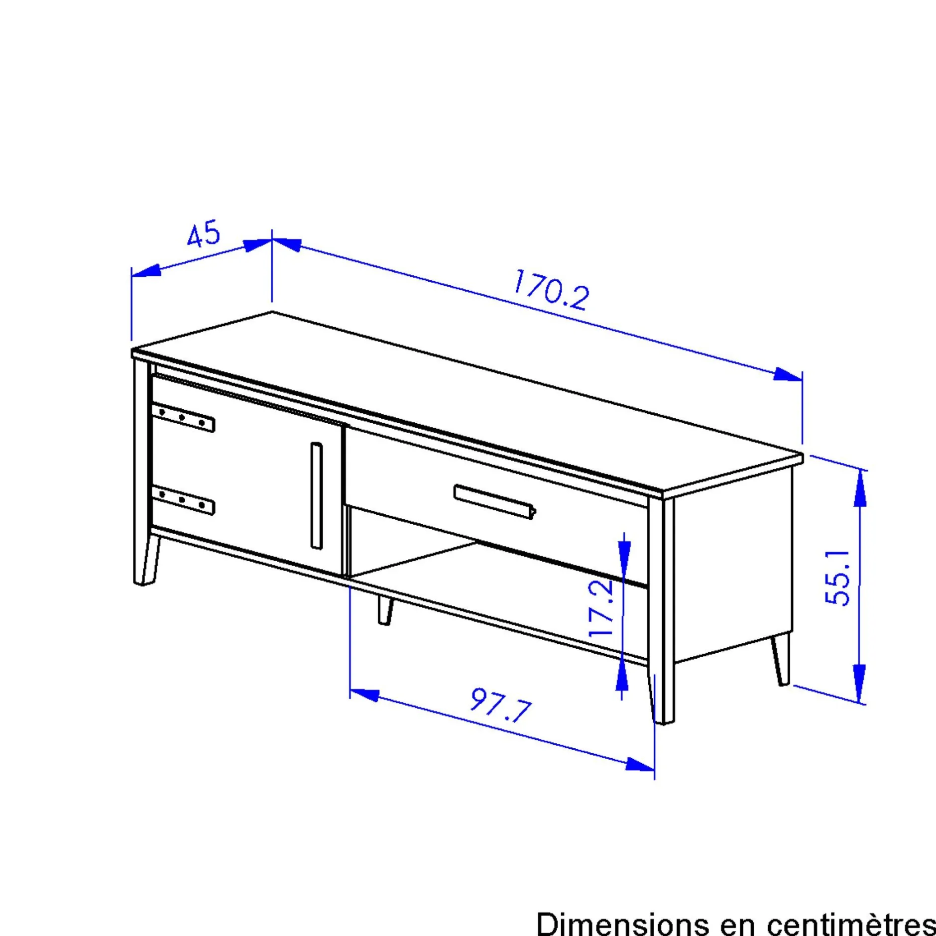 TV-Schrank Cork | 171 x 45 x 55 cm | Gold Oak Design