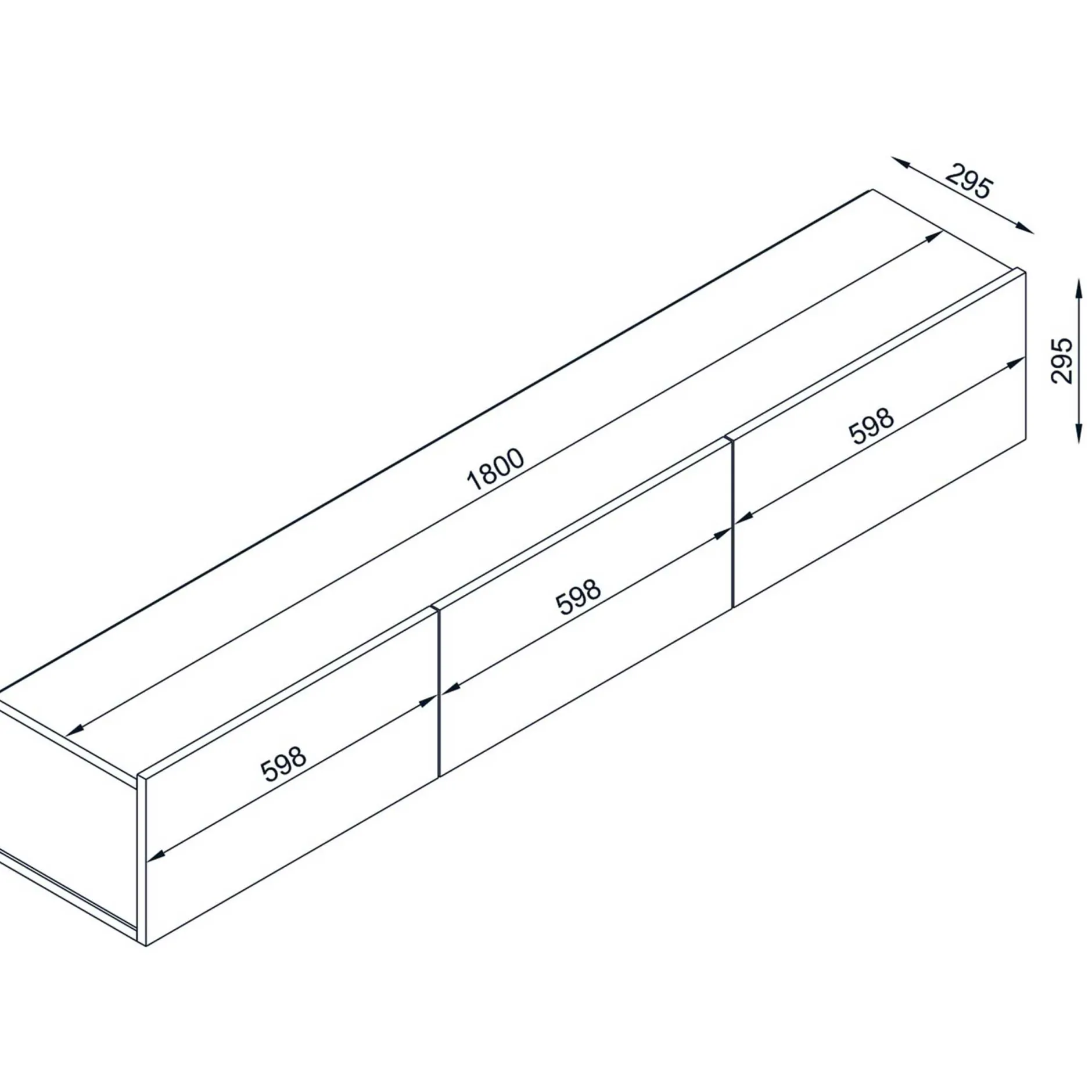 TV-Schrank Damla - 180x30x30cm - 3 Türen - weiß