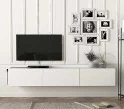 TV-Schrank Damla - 180x30x30cm - 3 Türen - weiß