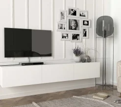 TV-Schrank Damla - 180x30x30cm - 3 Türen - weiß