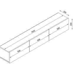 TV-Schrank Damla - 180x30x30cm - 3 Türen - weiß/Eiche Dekor