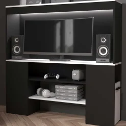 TV-Schrank Dreampad - 120x27x116cm - mit LED-Beleuchtung - schwarz/weiß